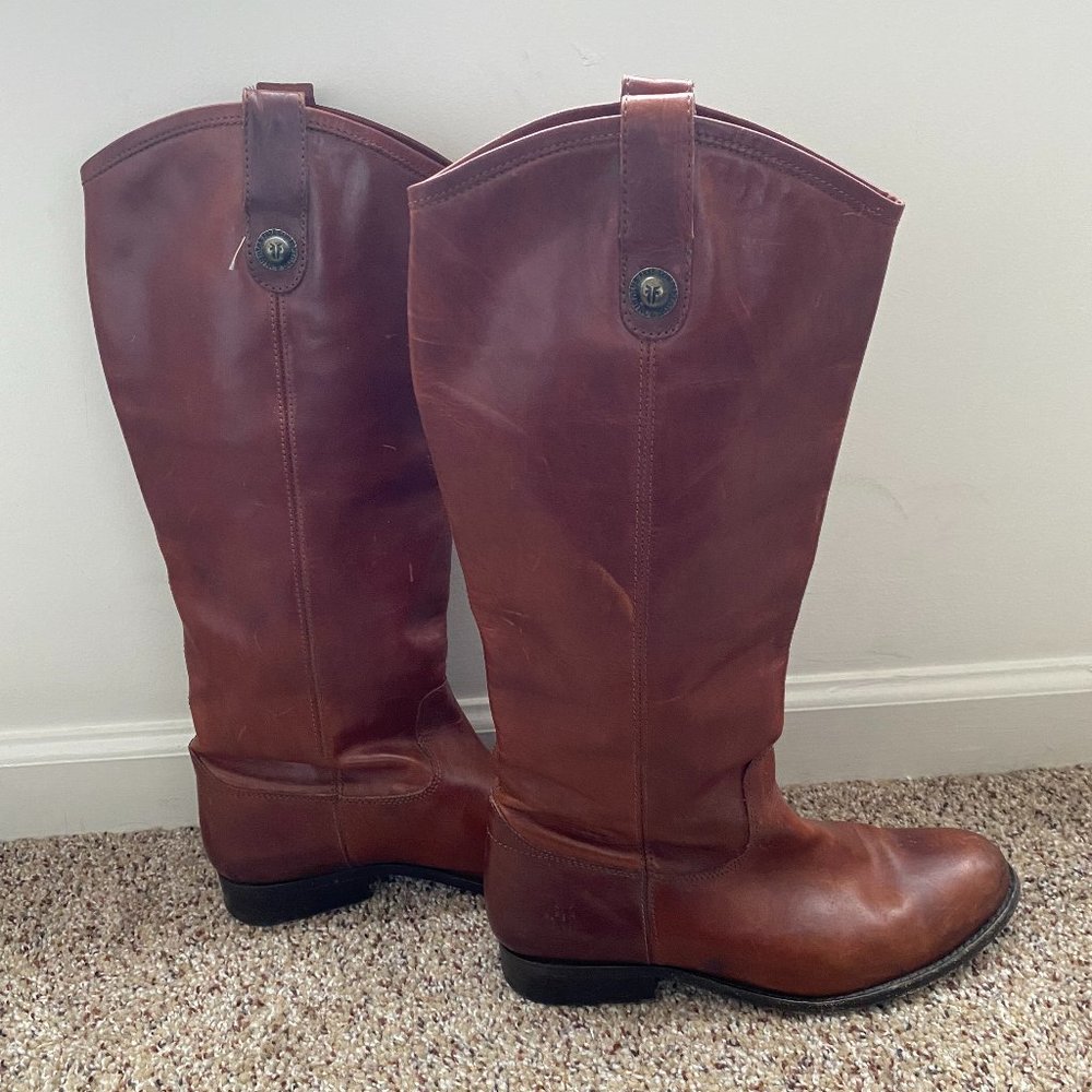Frye Melissa Button Boot size 8.5 cognac brown